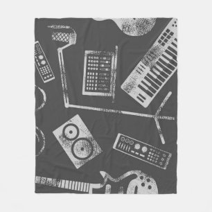 Manta Polar Elementos musicales: fondo inmaculado vintage.