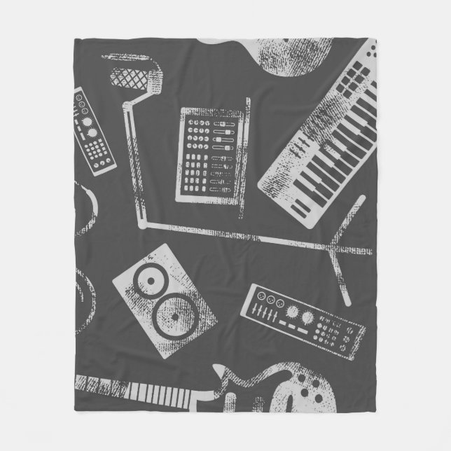 Manta Polar Elementos musicales: fondo inmaculado vintage. (Anverso)