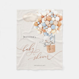 Manta Polar Elephant Balloon Baby Shower Fleece Blanket