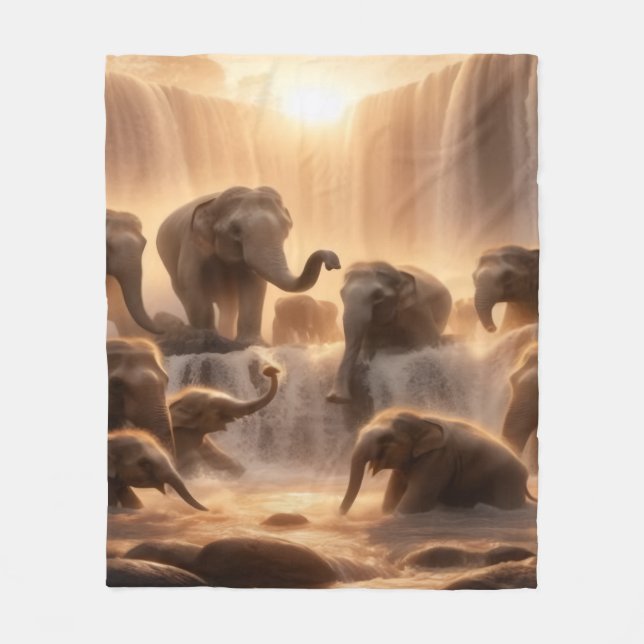 Manta Polar Elephant Herd Fleece Blanket (Anverso)