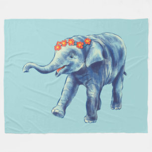 Manta Polar Elephant Infantil Cute Azul