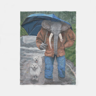 Manta Polar Elephant Man Dog Walking Fantasy Art Blanket
