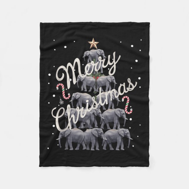 Manta Polar Elephant Xmas Tree Elephant Christmas Tree Marry C (Anverso)