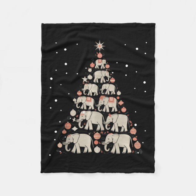 Manta Polar Elephant Xmas Tree Elephant Christmas Tree Marry C (Anverso)