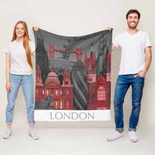 Manta Polar Elevaciones de Londres por la noche - rojo