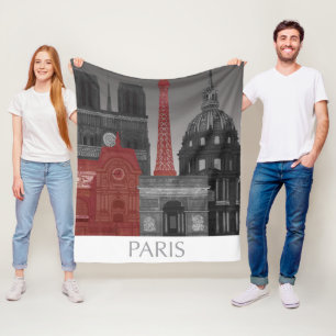 Manta Polar Elevaciones de París por la noche - rojo
