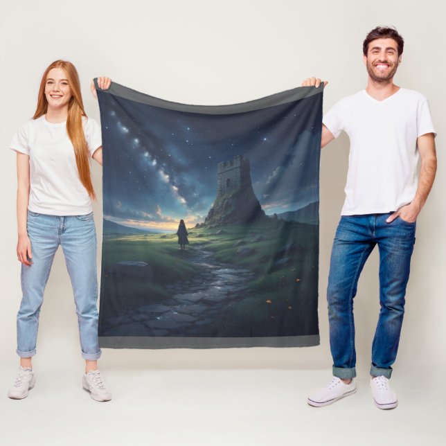 Manta Polar Elf Ancient Ireland Night Sky Fleece Blanket (In situ)