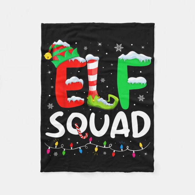 Manta Polar Elf Family Christmas Matching Pajamas Xmas Elf Squ (Anverso)