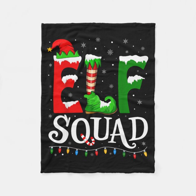 Manta Polar Elf Squad Funny Christmas Family Pajamas  (Anverso)