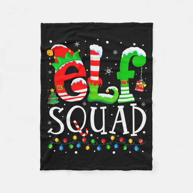 Manta Polar Elf Squad Funny Elf Family Christmas Matching Paja (Anverso)