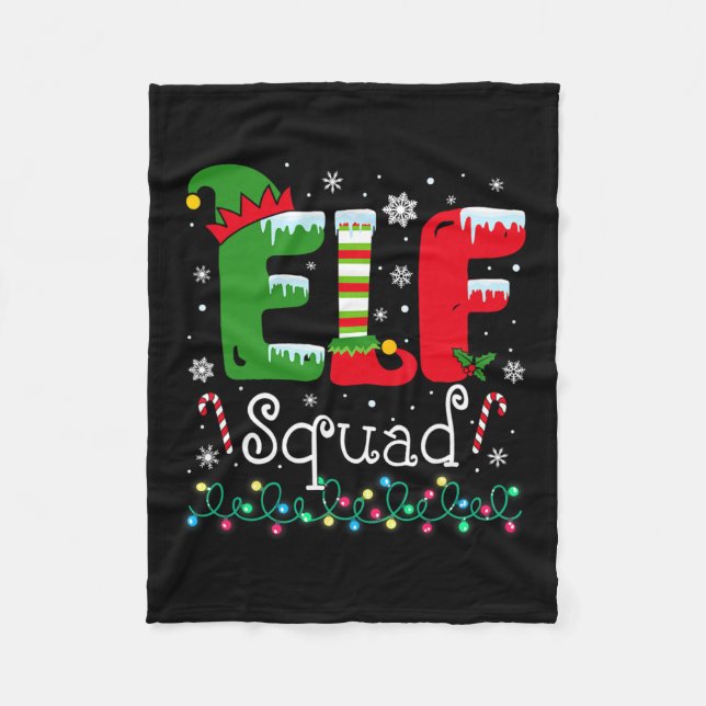 Manta Polar Elf Squad Funny Elf Navidades de familia coinciden (Anverso)