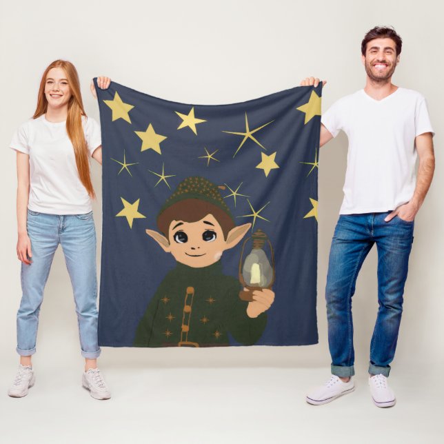 Manta Polar Elf Watcher Starry Night Fleece Blanket (In situ)