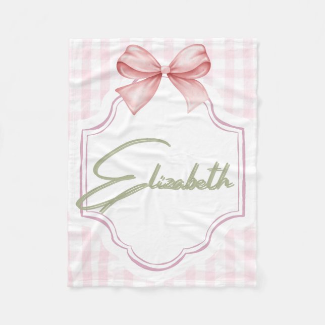Manta Polar Elizabeth Baby Nursery Gingham Personalizada (Anverso)