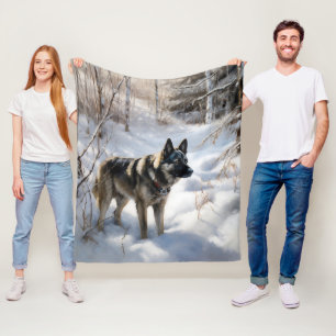 Manta Polar Elkhound noruego deja que nieve Navidades