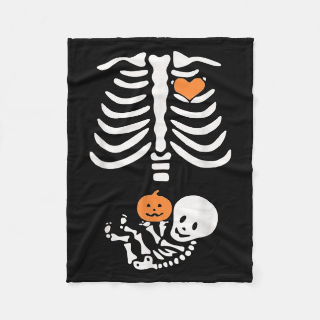 Manta Polar Embarazo De Corazón De Bebé Esqueleto De Halloween (Anverso)