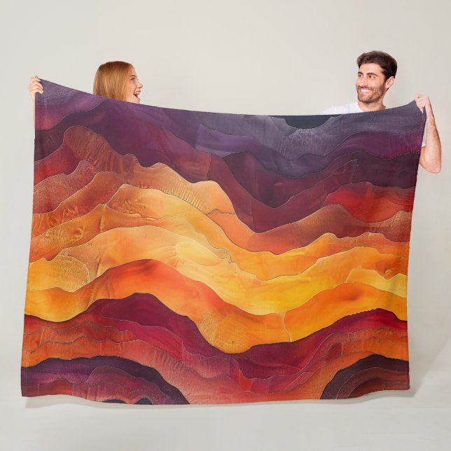Manta Polar Ember Strata – Capas abstractas de tierra y fuego (In situ)