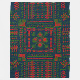 Manta Polar Embroideric palestino Tatreez color verde rojo 5 P