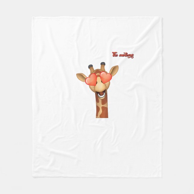 Manta Polar emoji alegre ojos de amor girafa cara (Anverso)