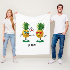 Manta Polar Emoji de piña personalizada Pareja de amor