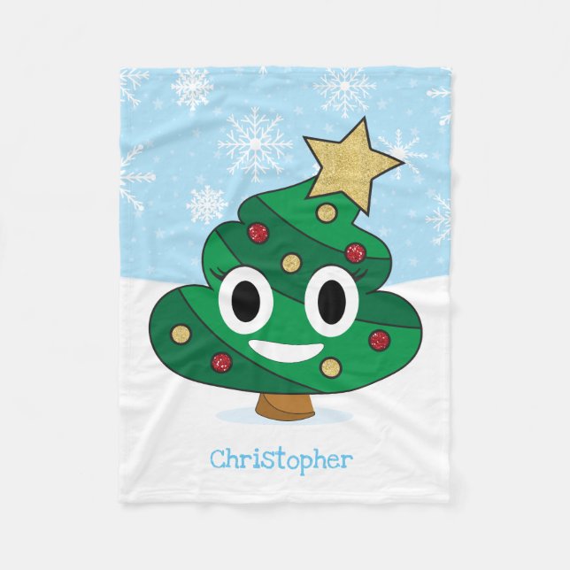 Manta Polar Emoji de poop de árbol de Navidad (Anverso)