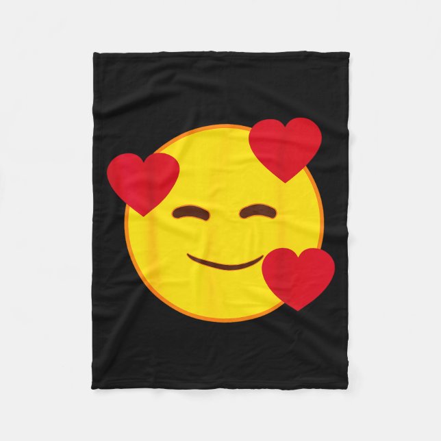Manta Polar Emoji Floating Hearts Yellow Smile Face  (Anverso)