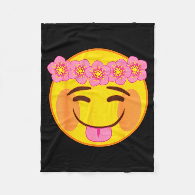 Manta Polar Emoji Flower Crown Tongue Yellow Smile Face  (Anverso)