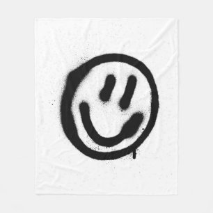 Manta Polar emoticono facial sonriente de graffiti en negro so