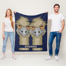 Empleando Funny Emu Pun Media Fleece Blue Blanket