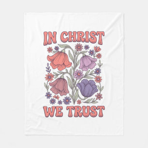 Manta Polar En Cristo Confiamos Diseño Floral Cristiano Vector