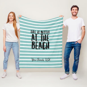 Manta Polar En El Personalizado De Rayas De La Playa