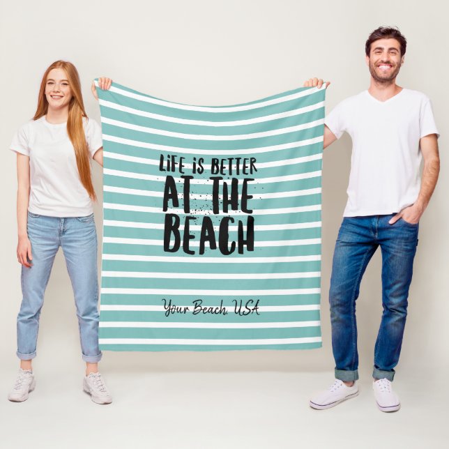 Manta Polar En El Personalizado De Rayas De La Playa (In situ)