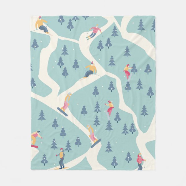 Manta Polar En la estación de esquí hay snowboard y esquiadore (Anverso)