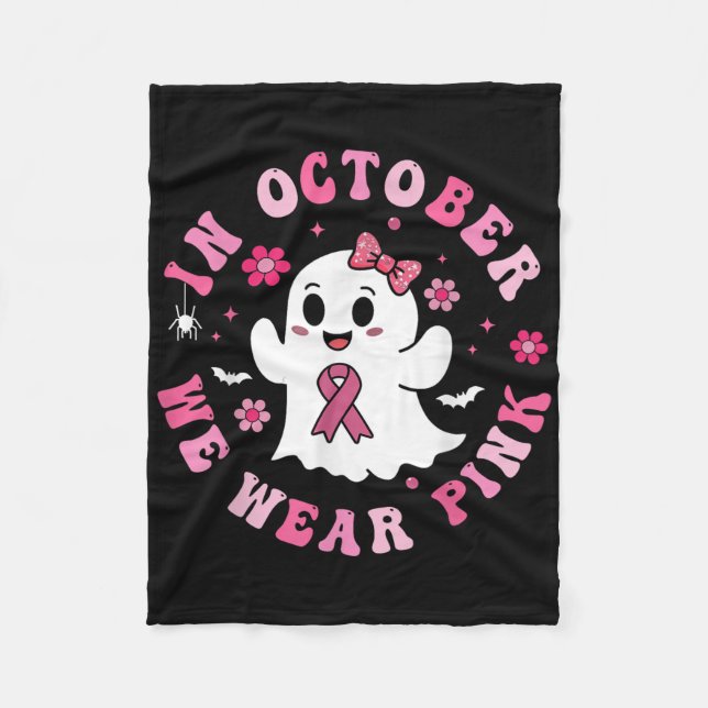 Manta Polar En Octubre, Usamos Cáncer De Mama Ghost De Camisa  (Anverso)