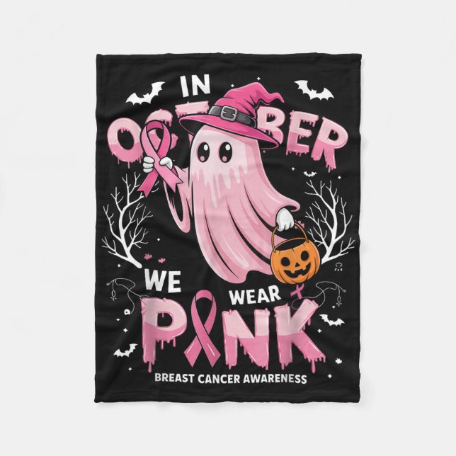 Manta Polar En Octubre, Usamos Cáncer De Mama Ghost De Camisa  (Anverso)