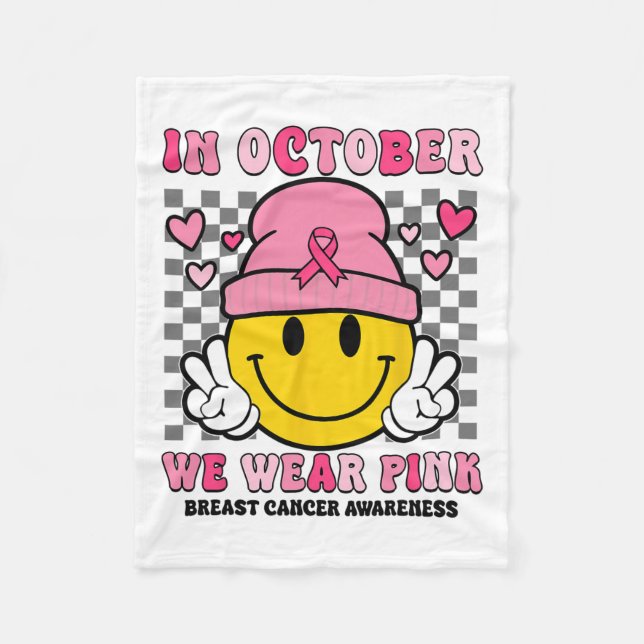 Manta Polar En Octubre Usamos Cinta Rosa Fantasma Halloween Br (Anverso)