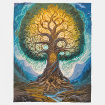 Encantador Árbol Brillante Yggdrasil Paisaje Mágic