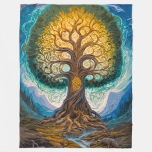Manta Polar Encantador Árbol Brillante Yggdrasil Paisaje Mágic