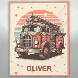 Manta Polar Encantador camión retro de bomberos vintage al ata