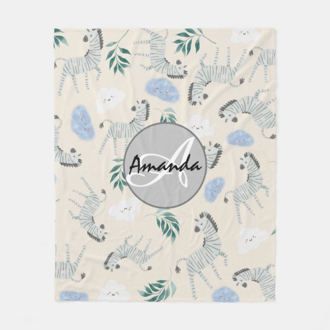 Manta Polar Encantador elegante monogramado rosa pastel (Anverso)