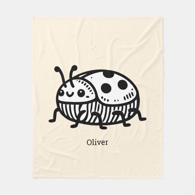 Manta Polar Encantador Ilustracion de escarabajo a mano (Anverso)