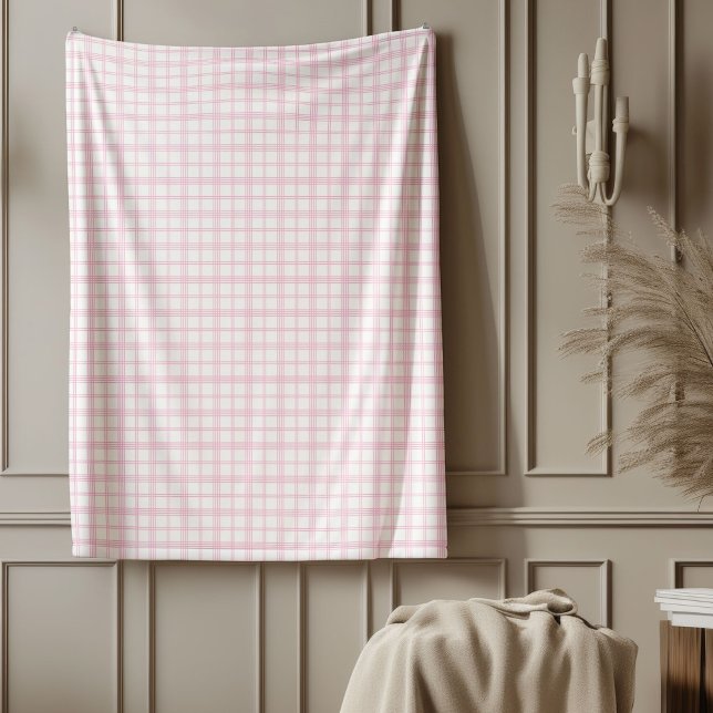 Manta Polar Encantador tablero rosa de plástico abierto Gingha (Charming Pink Plaid Blanket Gingham Check Design)