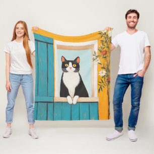 Manta Polar Encantando al gato en la ventana