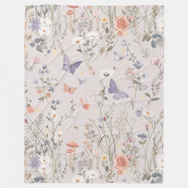 Manta Polar Enchanted Garden Wildflower Butterfly Whimsical (Anverso)