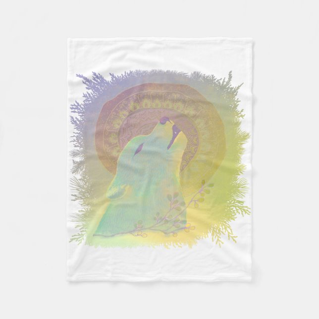 Manta Polar Encuadernación de las ramas de plantas de lobo y M (Anverso)