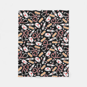 Manta Polar Enfermera Amor Imprimir fondo negro