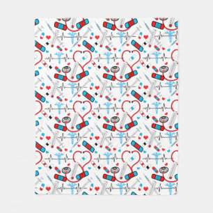 Manta Polar Enfermera Cute   Modelo de estetioscopio EKG Médi