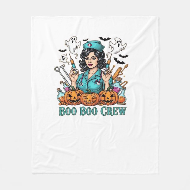 Manta Polar Enfermera de Boo Boo Crew Halloween con jeringas y (Anverso)