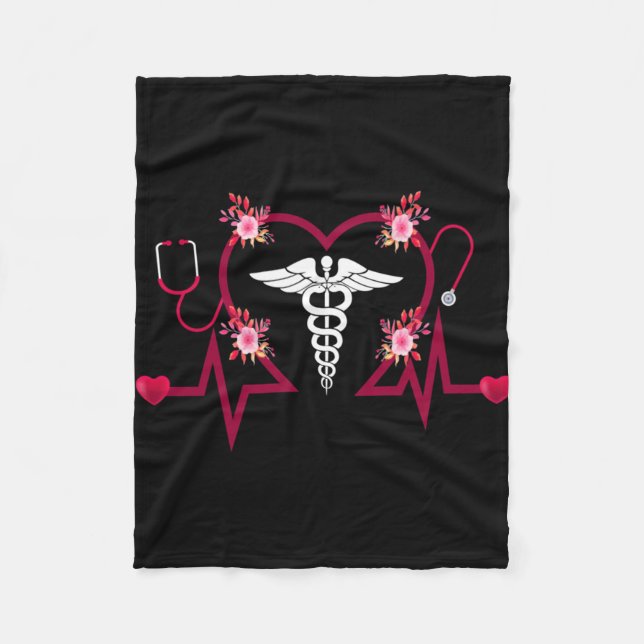 Manta Polar Enfermera divertida Día del Corazón Stethoscope Mé (Anverso)
