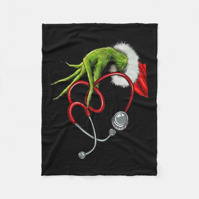 Manta Polar Enfermera divertida Feliz Navidad Stethoscope Enfe (Anverso)