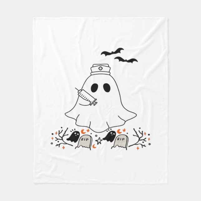 Manta Polar Enfermera Fantasma Cute Halloween Diseño Camiseta  (Anverso)